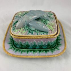 George Jones English Majolica Sardine Server, 3 pcs.